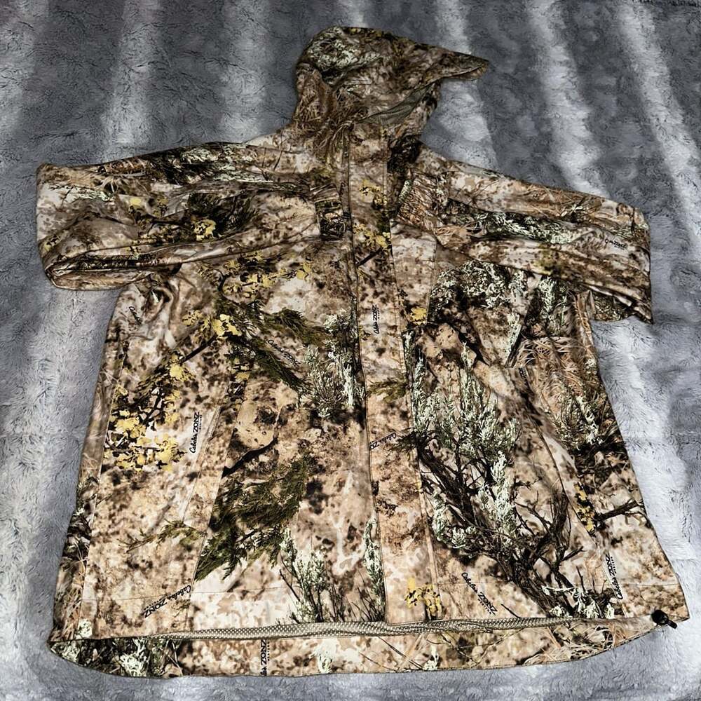 Cabela's Zonz Woodlands Camo Hooded Hunting Jacket Coat